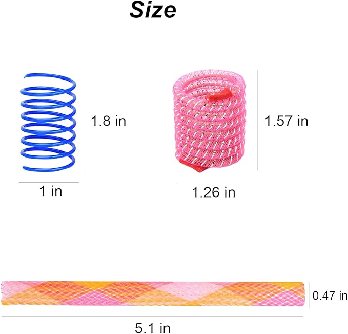 46 Piece Cat Toys Set: Colorful, Interactive Spring & Tube Toys for Indoor Cats - Flexible Plastic Spiral Coils for Kittens