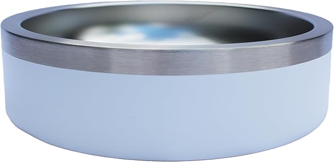 Custom Dog Bowl with Large Name - 304 Stainless Steel, Personalized Engraved, Nonslip, Custom Cat Bowl, Feeder, Pet Supplies, Food (White, Small - 18oz)