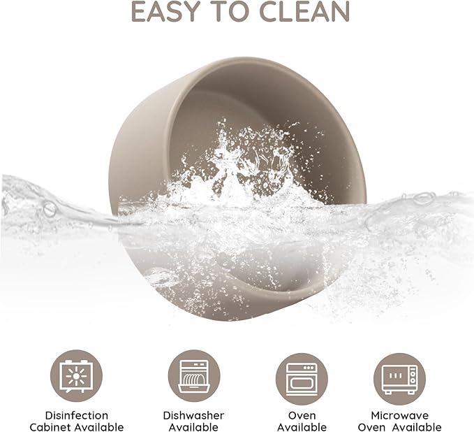 SPUNKYJUNKY 42OZ Ceramic Dog and Cat Bowl, Modern Cute Weighted Food Water Bowl for Replacement Gray (1 Pack)