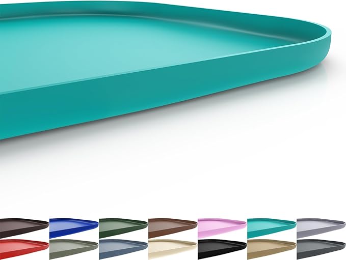 Silicone Pet Feeding Mat with Raised Edge for Food and Water, Dog Bowl Mats, Cat Bowls Placemat with High Lip for Floor Waterproof, Rubber Tray for Cats and Dogs 24 x 16 x0.8 Dark Turquoise