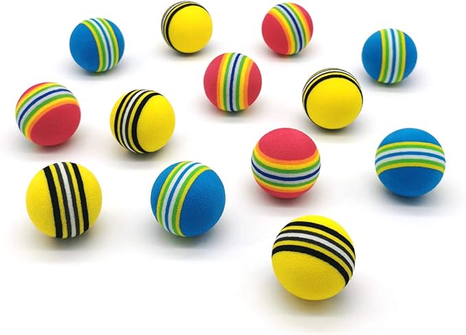CHIWAVA 45 Pack 1.7'' Foam Cat Toys Ball Rainbow Color Balls Kitten Activity Chases Quiet Play Mix Color