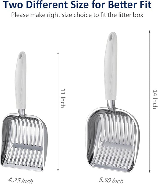 WePet Cat Litter Scoop, Aluminum Alloy Sifter, Kitty Metal Scooper, Deep Shovel, Long Handle, Poop Sifting, Kitten Pooper Lifter, Durable, Heavy Duty, for Litter Box