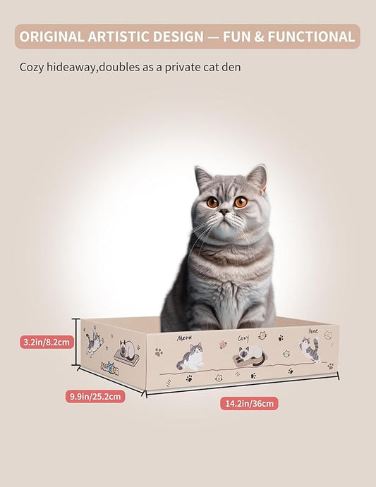 Cat Scratcher Pad with Box 3-Pack/5-Pack, Large & Medium Size – Reversible Corrugated Cardboard with Catnip: Durable Scratching Pads for Kittens & Adult Cats