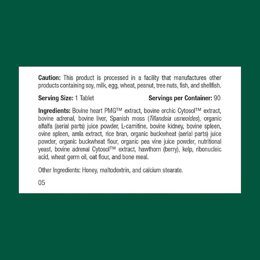 Standard Process Inc. Feline Cardiac Support - Cardiovascular System Supplement for Felines - Dietary Cat Supplement to Support Heart Health & Function - Nutritional Tablet Supplement - 90 Tablets