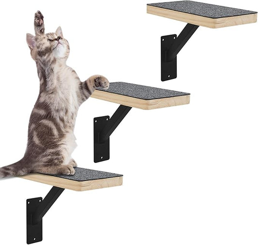 Cat Climbing Steps - Sturdy Metal Wall Steps & Shelves, Indoor Cat Furniture & Perch, Hammock Bed, Easy to Install
