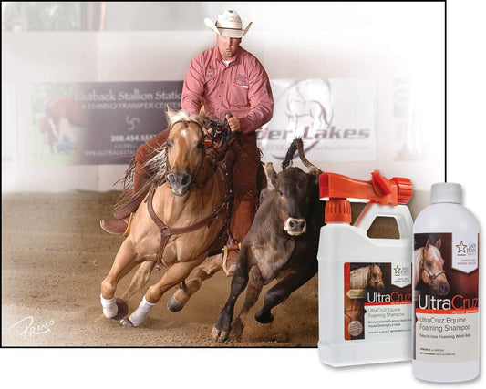 UltraCruz Equine Foaming Horse Shampoo with Travel Applicator and Refill Bundle, 32 oz Each