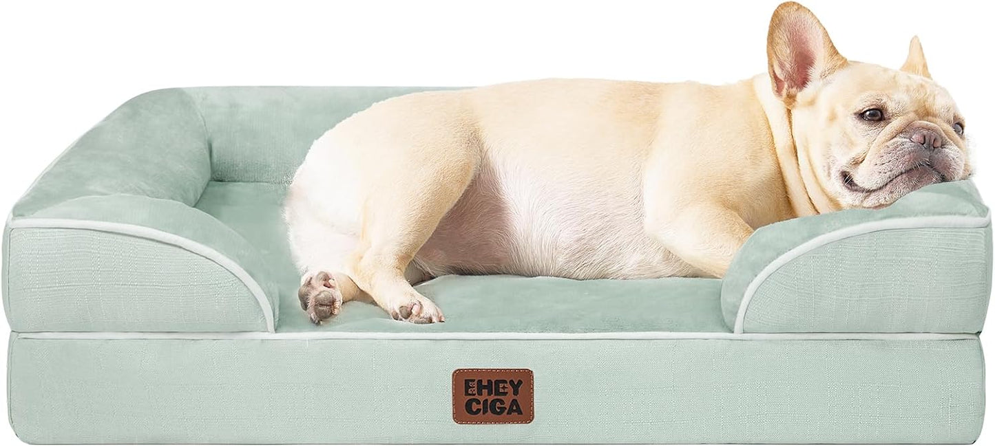 EHEYCIGA Orthopedic Dog Bed for Medium Dogs, Waterproof Memory Foam, Sage Green, 30"L x 20"W x 6.5"Th