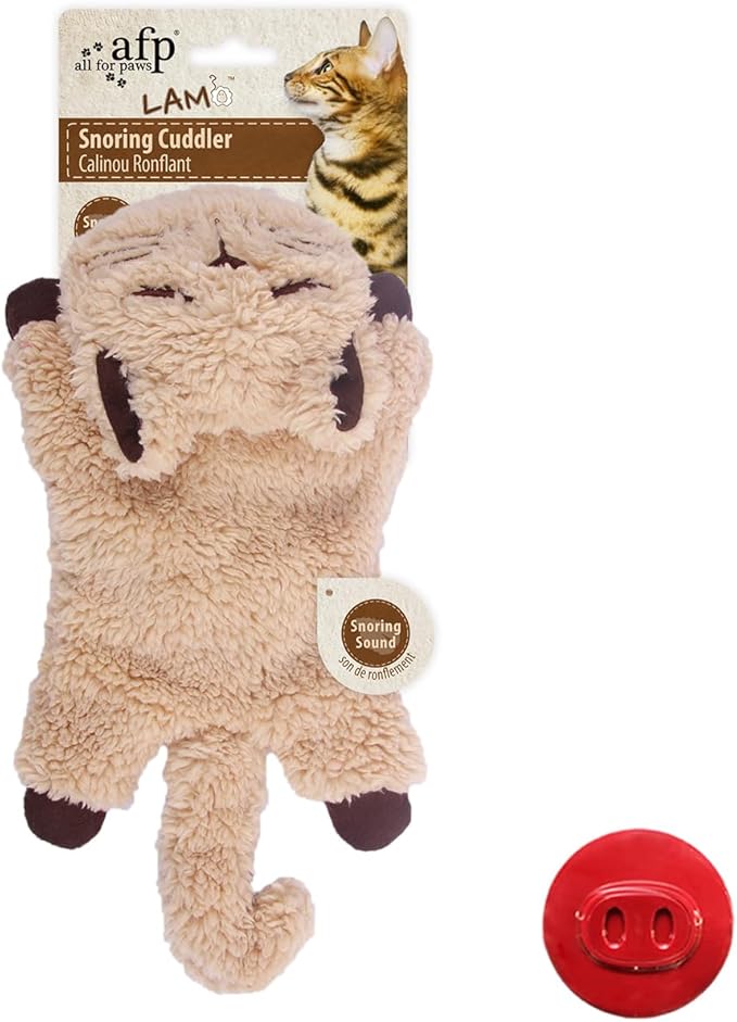 ALL FOR PAWS Cat Toys for Indoor Cats, Purring Cat, Catnip Toys, Cat Plush Toy, Cat Pillow, Anxiety Toys, Kitten Toys, Pet Toy