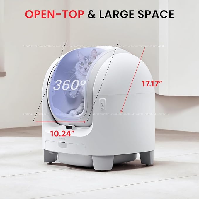 Large 70L Open-Top Self-Cleaning Litter Box for Cats, PET MARVEL Automatic w/App Control & Safety Protection, Multi-Cat Home Use, Easy Disassembly & Waste Bags (Model C1)