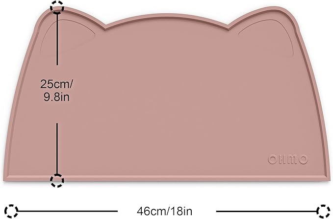 OHMO - Cat Food Mat, Silicone Pet Feeding Mat for Floor Non-Skid Waterproof Dog Water Bowl Tray, Easy to Clean Pet Placemat (Rose, 18 * 9.8'')