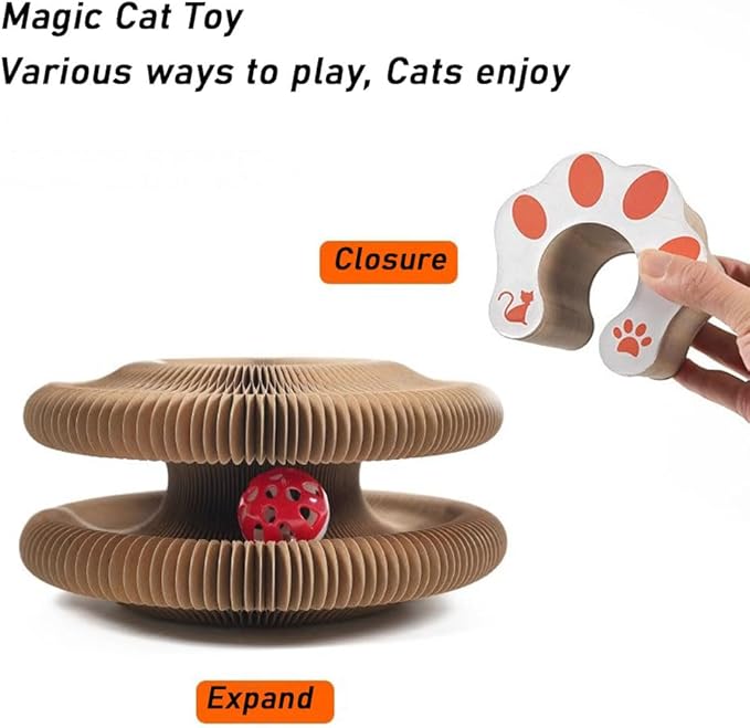 Claw Coil for Cats, Claw Coil, Cat Scratching Board with Bell, Magnetic Suction Interactive Indoor Playboard, Corrugated Paper, Does Not Take Up Space (A)