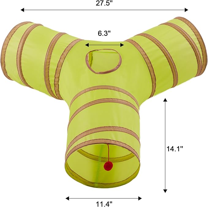 Cat Tunnels for Indoor Cats 3 Way Play Toy Kitty Tunnel Peek Hole Toy with Ball for Cat Tube Fun for Rabbits Kittens and Dogs