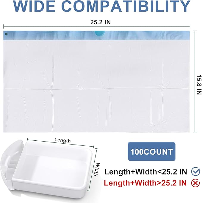 100 Count Cat Litter Box Liners and Bags for Automatic Cat Litter Boxes,Waterproof Easy Cleanup,Heavy Duty,Unscented,Hypoallergenic & Pet-Safe (Blue)