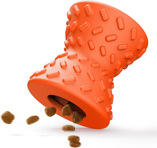 Puppy Toys, Toys for Small Dogs, Dog Treat Toy for Traning, Interactive Toy, Dog Treat Dispenser Toy,Natural Rubber Dumbbell Shaped(Orange)