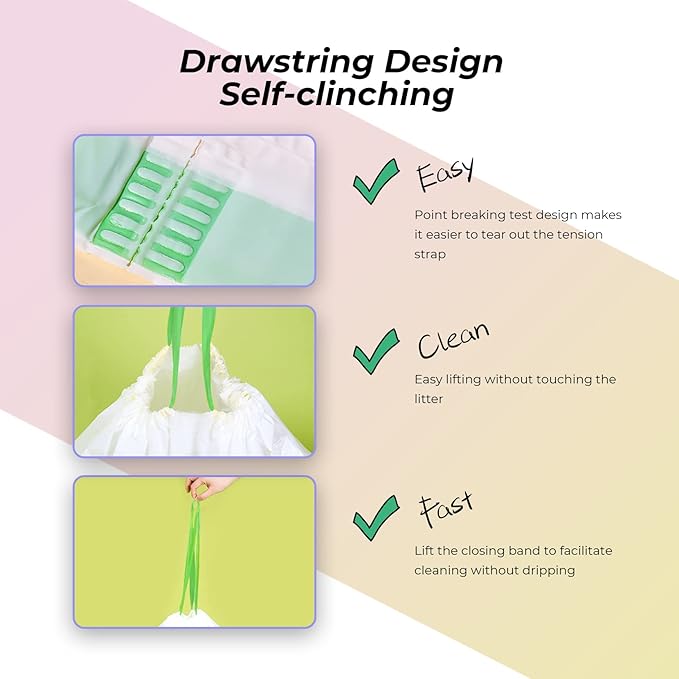 Cat Litter Box Liners, 20 Count - 41" x 19" Large Extra Durable Litter Pan Bags with Drawstring - Heavy Duty Liner Bags for Pet Litter Tray (Unscented)