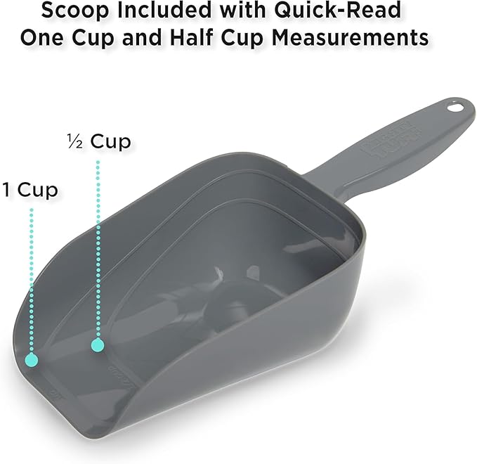 Mighty Tuff 13 Gallon, 54 Lbs Capacity, BPA-Free Pet Food Storage Container with Rolling Dolly on Wheels and Perfect Portion Scoop, Mobile Solution for Air-Tight Pet Food Storage