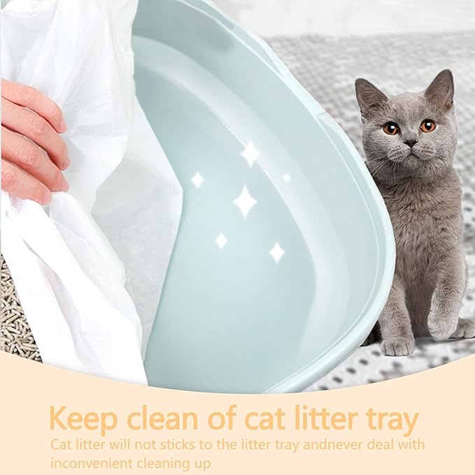 32 Count Cat Litter Box Liners - Large Drawstring Cat Litter Bags, Extra Thick Heavy Duty Durable Litters Tray Pet Cats Pan Liners, Waste Replacement Bags for Self-Cleaning Cats Litter Boxes 18" x 37"