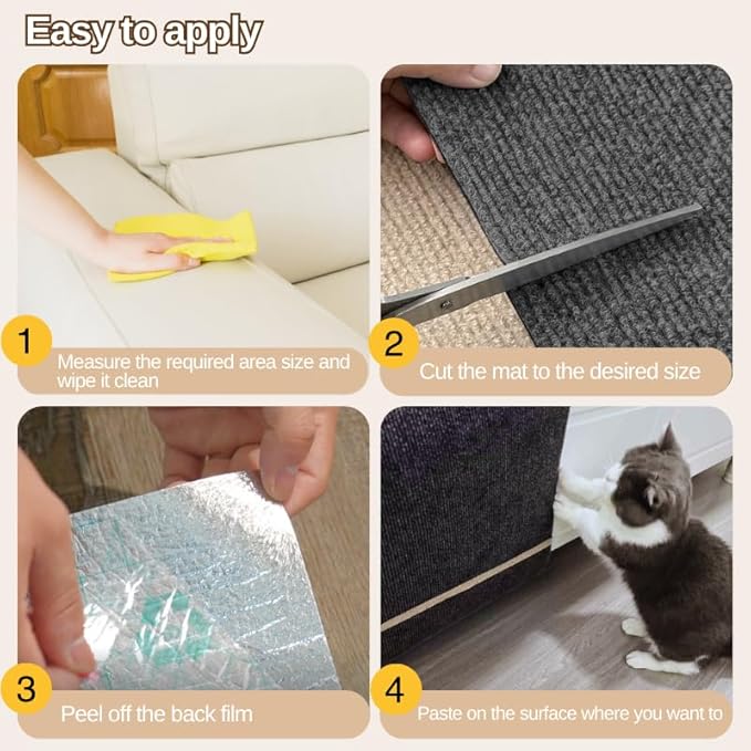 78.7"x15.8" Cat Scratching Carpet Mat Furniture Protector, Covering DIY Cat Tower,and Replacement Pads, Self-Adhesive Trimmable Mat Darkgrey