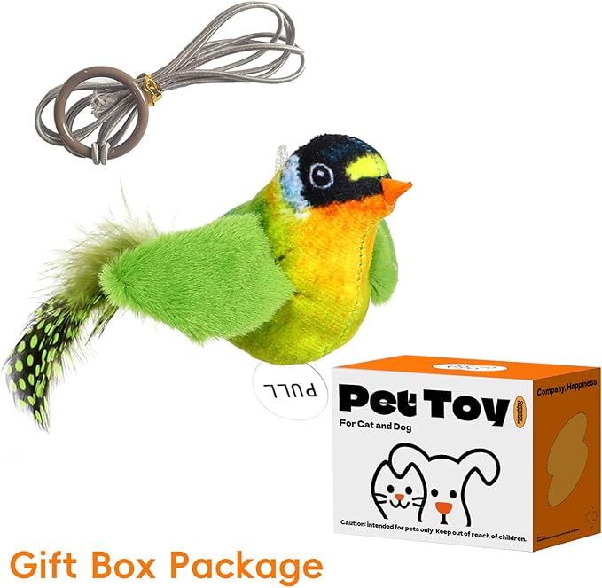 Natural Catnip Cat Toys Attract Cats to Play to Satisfy Cat's Natural Hunting Instintion Interactive Cat Toy with Lifelike Chirp Sound Box Kitten Toy Real Feather Birds Cats Toy (Red Bird)