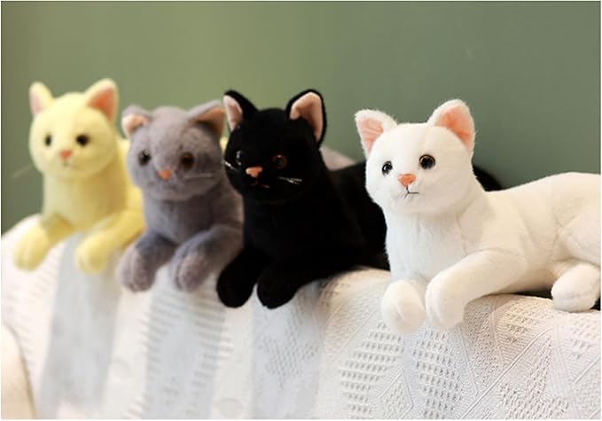 Cute cat Plush Toys, pet Animal Stuffed Toys, Children's Gifts, (White)