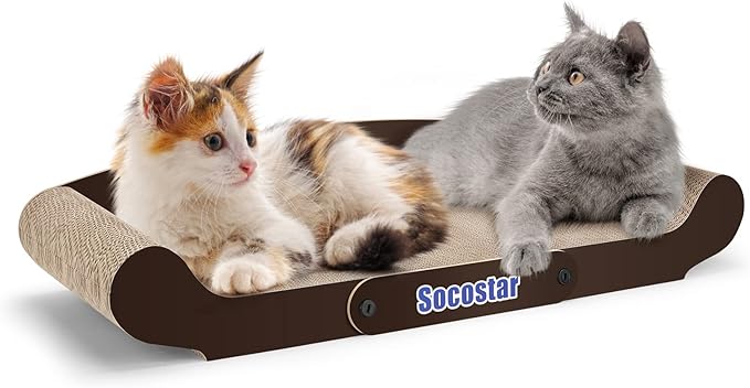 Extra Large Cat Scratcher Sofa Bed 27.6 x 11 Inches- Cat Scrathing Cardboard,100% Recycled Paper Cat Scratchers for Indoor Cats - Cat Scratcher Lounge, Cat Scratch Pad - Cardboard Cat Bed Couch