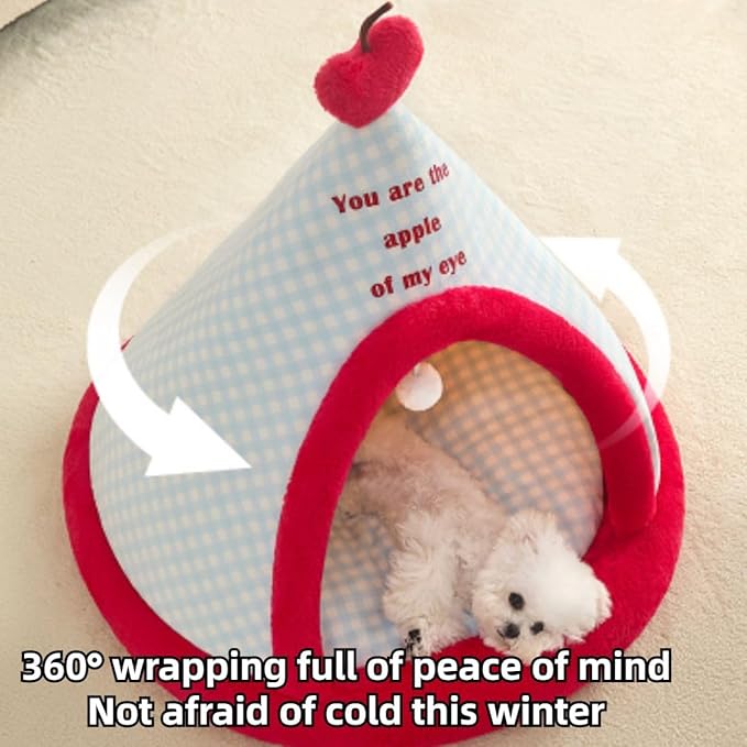 Cat Tent, Foldable Cat Bed Cave, Winter Warm Kitten House, Dog Hideaway House, Pet Bed Hideout for Small and Medium Dogs (Red,Large)