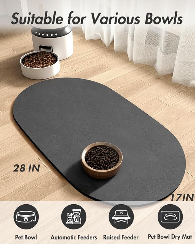 Absorbent Dog Water Mat-Dog Mat for Food and Water Bowl, Quick Dry Pet Feeding Mat, No Stains Dog Food mat, Dog Accessories Pet Supplies Mat-Dog Water Bowl Mat for Messy Drinkers