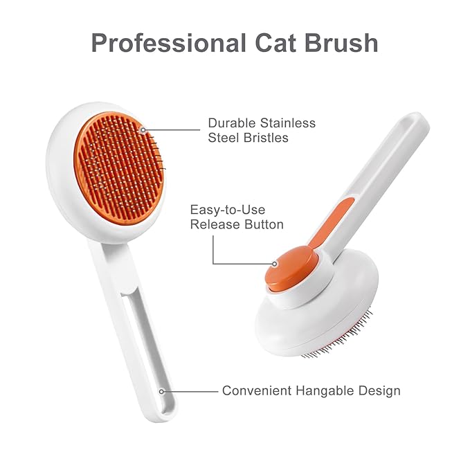 Cat Brush with Release Button, Pet Grooming Brushes for Shedding, Suitable for Long and Short Haired Cats and Dogs, Easy to Remove Removes Loose Undercoat
