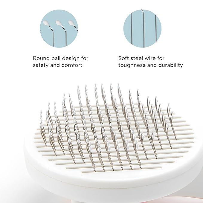 2PCS Pet Grooming Kit, Cat Brushes & Cat Nail Clipper, Cat Grooming Brush for Sedding and Grooming Fur (Pink）