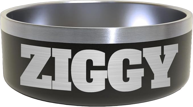 Custom Dog Bowl with Large Name - 304 Stainless Steel, Personalized Engraved, Nonslip, Custom Cat Bowl, Feeder, Pet Supplies, Food (Black, Medium -32oz)