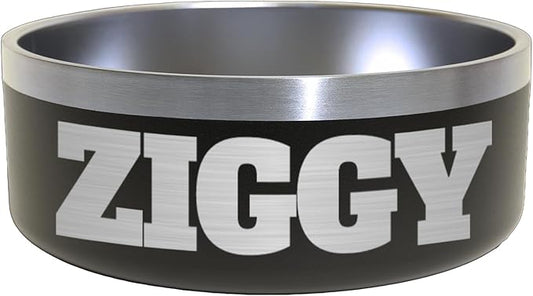Custom Dog Bowl with Large Name - 304 Stainless Steel, Personalized Engraved, Nonslip, Custom Cat Bowl, Feeder, Pet Supplies, Food (Black, Medium -32oz)