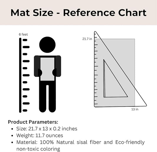 Sisal Cat Scratcher Mat (Use on Wall, Couch and Carpet), Durable and Shedding-Resistant Cat Scratching Surface - 21.7x13 inch with Adhesive Pads and Twist Pins (Monalisa and The Cat)