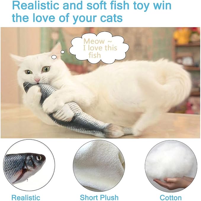 Tocirelo Remote Control Cat Toy - Interactive Catnip Toys for Indoor Cats, 11" Realistic Electric Flopping Fish Kiten Kicker Toy, Automatic Moving Floppy Fish for Bored Kitten and Small Dogs