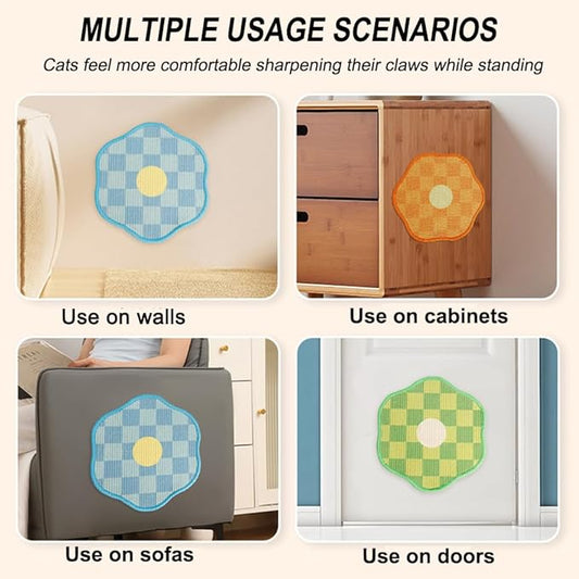 Sisal Cat Scratching Mat – Anti Scratch Furniture Protector for Walls, Couches, Cabinets, Doors & Carpet, 15.7x15.7 Inch, Shedding-Resistant Cat Scratcher with Hook and Loop Fastener (Dark Green)