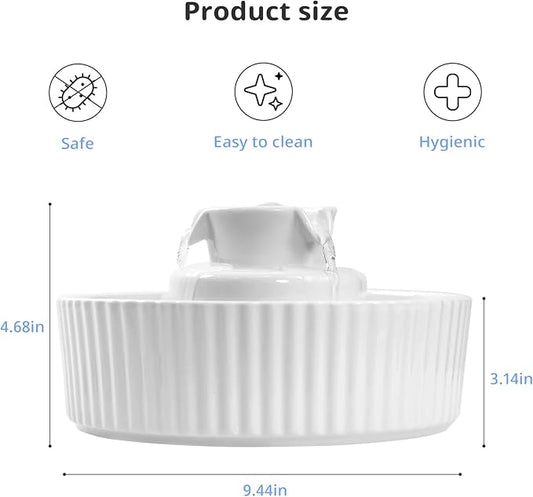 Ceramic Cat Water Fountain, waatoos 2.1L/71oz Cupcake Pet Water Fountain with 3 Carbon Filters and 2 Water Pumps, Automatic Water Dispenser for Cats and Small Dogs (White)