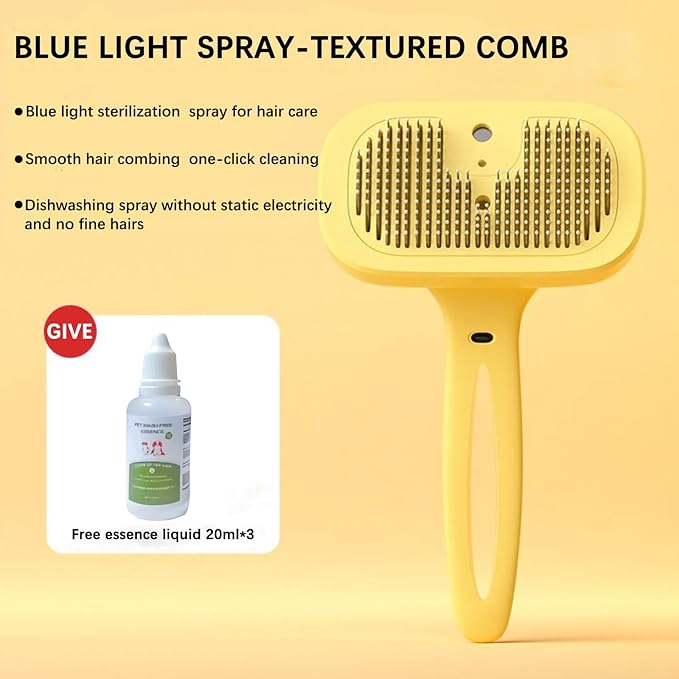 Pet Steam Brush Dog Four in One Multi-Purpose Cat Steam Brush Has Self-Cleaning Function Anti Static Massage Cleaning and Shedding Innovative Spray Function is Ideal for Cats and Dogs