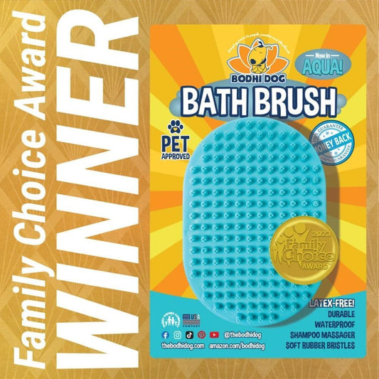 Bodhi Dog Shampoo Brush - Pet Grooming & Bath Supplies for Dogs and Cats - Bath Brush for Long & Short Hair - Premium Scrubber for Shower, Bathing & Massage (One Pack, Aqua)