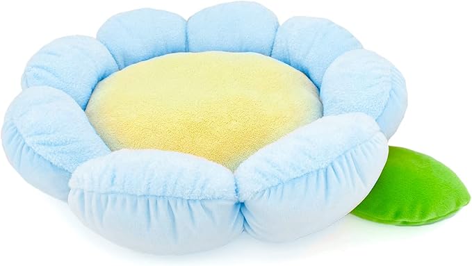 TONBO Soft Plush Small Cute and Cozy Nature Dog Cat Bed, Washer and Dryer Friendly (Blue Flower)