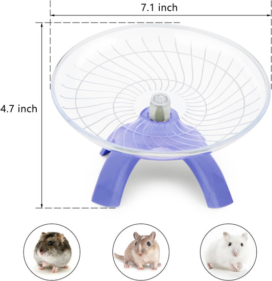 Hamster Wheel Silent Hamster Exercise Wheel Running Spinner Hamster Flying Saucer for Hamsters Gerbils Mice and Other Small Pets (Purple)