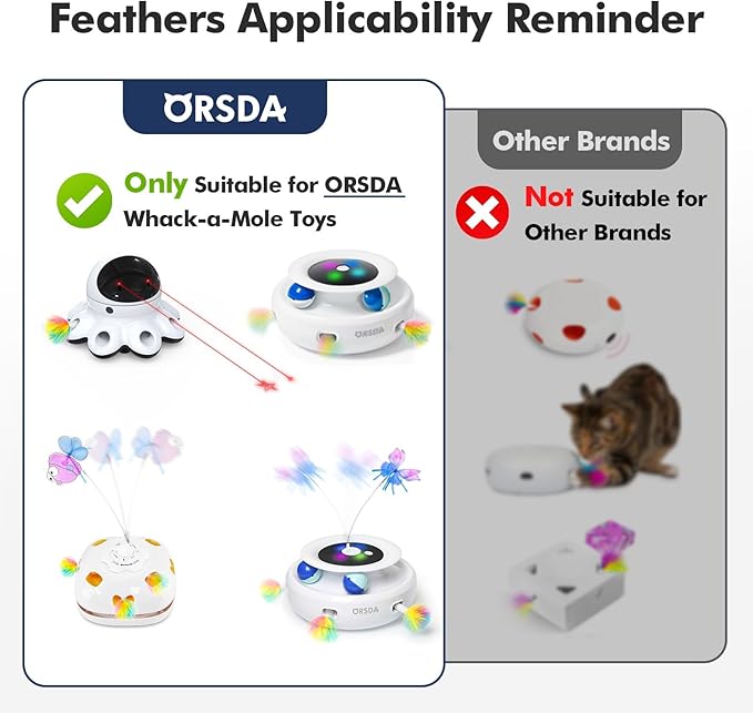 ORSDA 6PCS Feathers Replacement ONLY Interactive Cat Toys