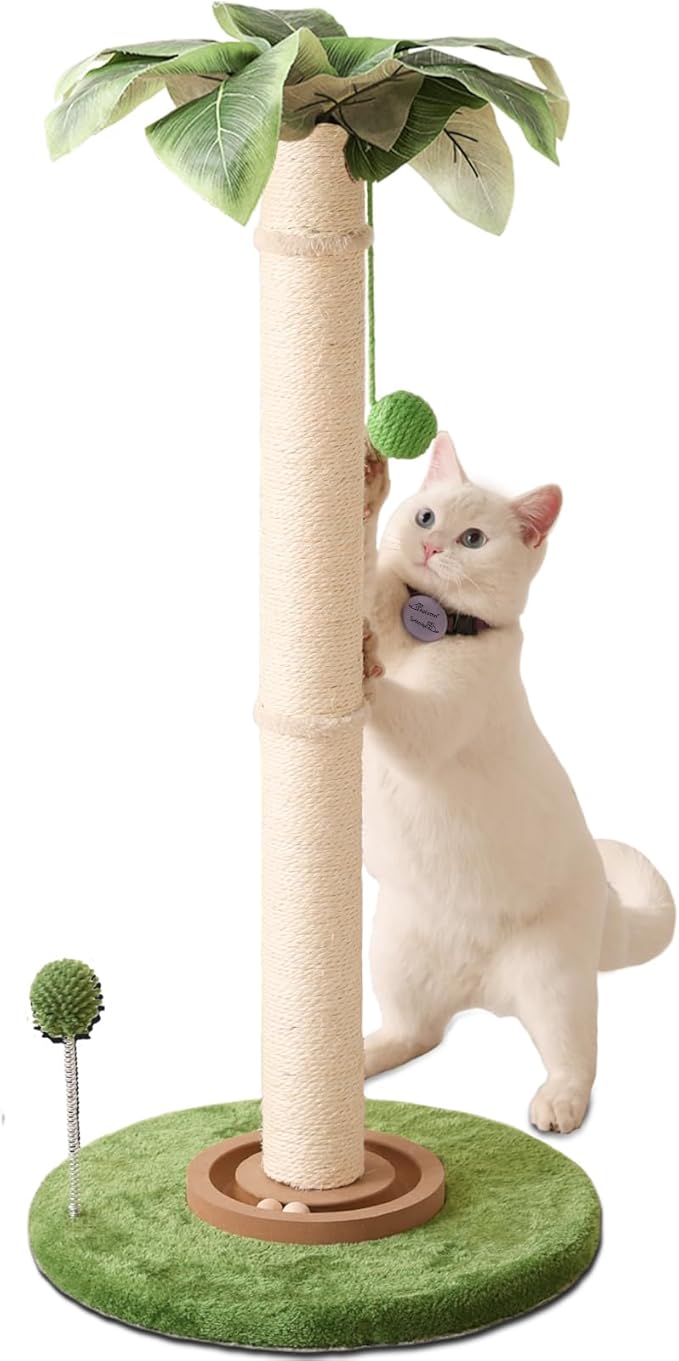 Aplatho Tall cat Scratching Post for Kitten Large Cats, Sturdy cat Scratching Post Cute with Ball Track