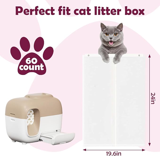 Upgrade Cat Litter Box Liners Design for Pet*Snowy SNOW+ Litter Box,60 Pcs Self-Sealing Waste Drawer Bags for Automatic Cat Litter Box (60 Pcs)
