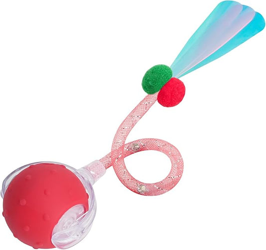 Interactive Cat Toys Ball for Indoor Cats, 2025 New Generation Automatic Moving Ball Toy with Elastic Mesh Tail, Chirping & Obstacle Avoidance and Motion Activated, Red【Rechargeable】