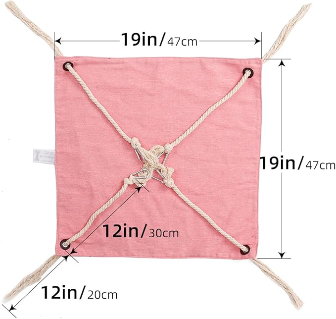 Breathable Linen Cat Hammock in Clean Solid Colors, Minimalist Design for Cages Machine Washable Available in 6 Colors, Yellow (Yellow)