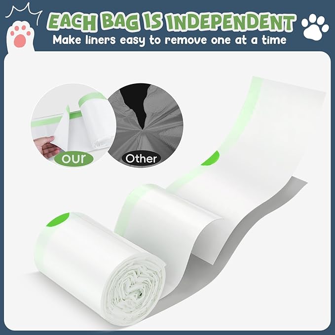 60 Pack Litter Box Robot 3 and 4 Waste Bags,1.5 Mils Thick Drawstrings Self Cleaning Cat Litter Box Robot Waste Liner Bags Replacement,Compatible with Automatic Self-Cleaning Robot