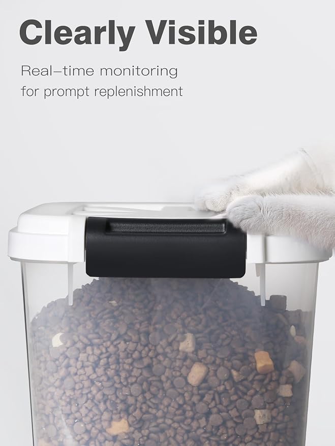 Large Rice Storage Container 30 lbs, Airtight Pet/Cat Treat Storage Bin with Lids, Attachable Wheels, Great for Flour & Rice, Easy Mobility, BPA Free, White