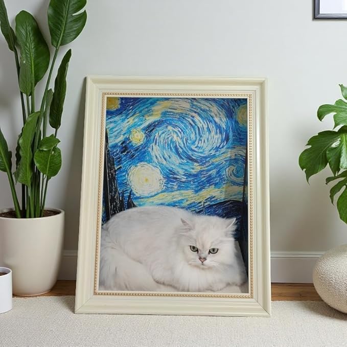 Oil Painting Cat House with Scratcher,Cat Bed Art Picture Frame Scratching Board Playing Tent Box, Assemble Kitty Couch Cave Condo Creative Pets Furniture - Kitty Living in Famous Painting