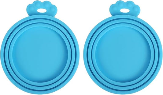 PetBonus 2 Pack Silicone Pet Can Cover Lids, Universal Size for Dog Cat Food, 1 fit 3 Standard Size Can Tops, BPA Free Dishwasher Safe (Blue, Blue)