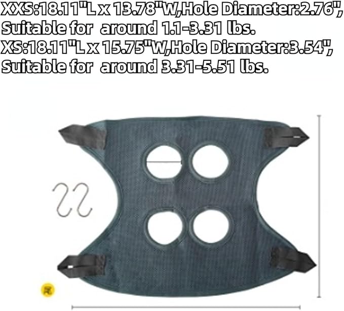 Rabbit Grooming Hammock with Safety Belt for Nail Clipping, Grooming, Bunny Bathing Bag for Nail Trimming, Cat Claw Care Bag, Small Animal Grooming Harness (Red,XX-Small)