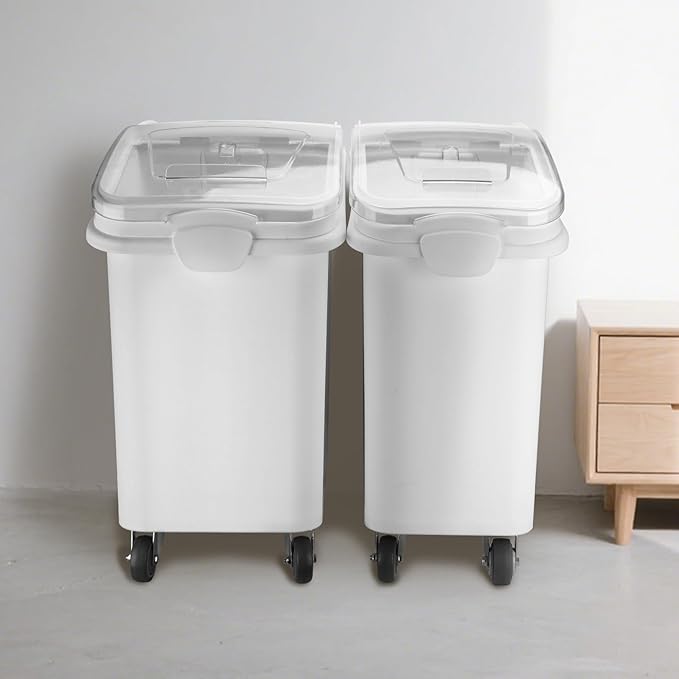 Ingredient Storage Bin,26 Gallon Dispenser Bin with Scoop for Dry Food, Sugar, Baking Supplies,Kitchen Rice Cereal Flour Bin,BPA Free,Pet Food Storage Container,Dog Cat Birds Food (26 Gallon)